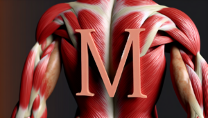 Les muscles marqués d'une ligne en forme de M, partie du corps en M.