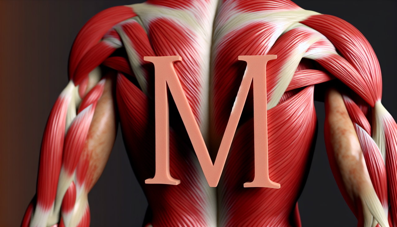 Les muscles marqués d'une ligne en forme de M, partie du corps en M.