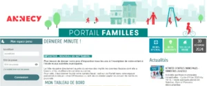 Capture d'écran du portail famille de Meudon pour gérer inscriptions et activités